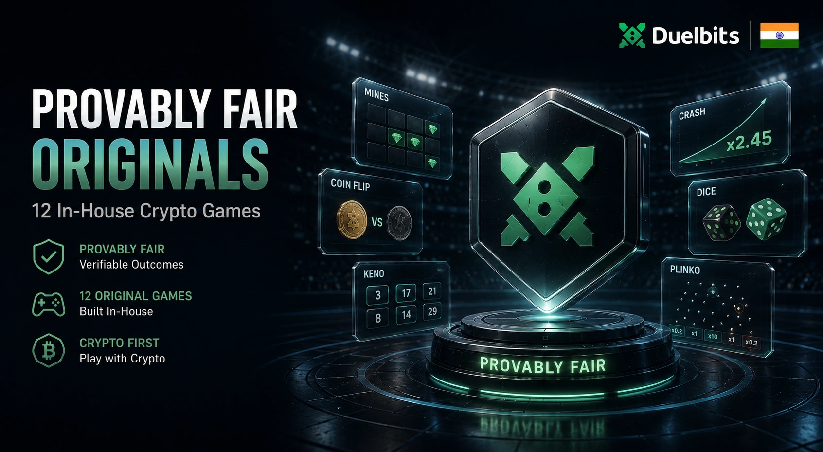 Duelbits Originals with provably fair crypto games for India
